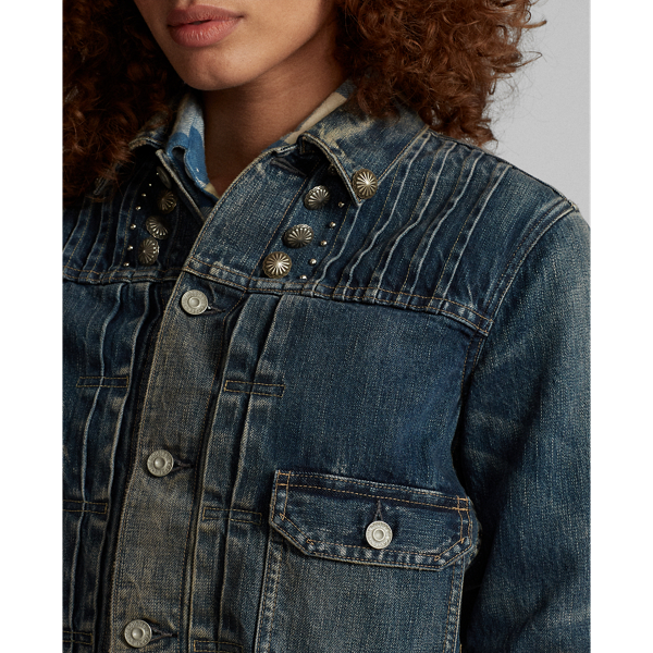 Tan Studded Denim Jacket RRL 5