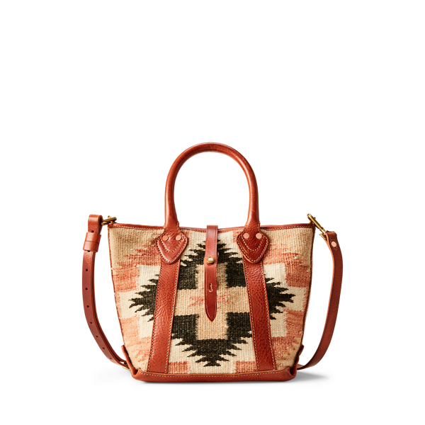Leather-Trim Handwoven Tote
