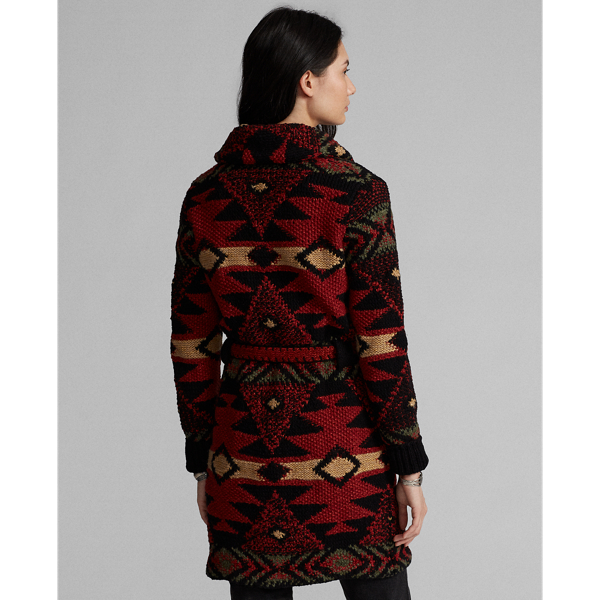 Red Black Multi Hand-Knit Wool-Blend Cardigan RRL 4