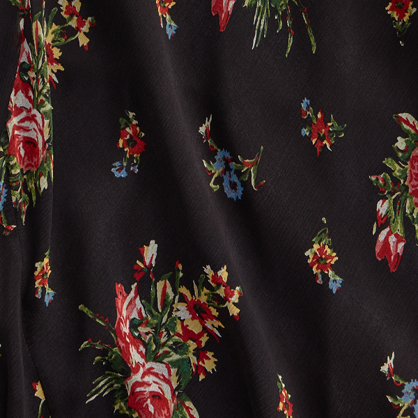 Rl 365 Black Multi Floral Silk Chiffon Dress RRL 7