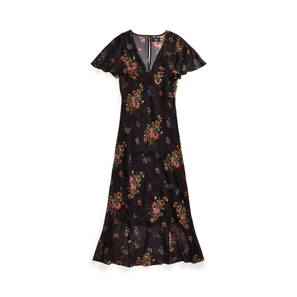 Gebl&uuml;mtes Kleid aus Seidenchiffon RRL in 1