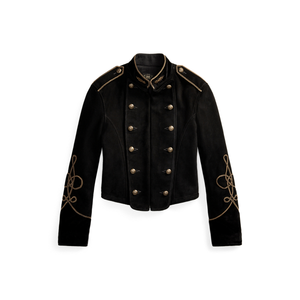 Soutache-Trim Cropped Suede Jacket RRL em 1