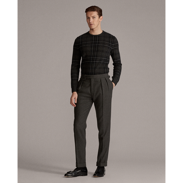 Charcoal Multi Plaid Cashmere Crewneck Jumper Purple Label 3