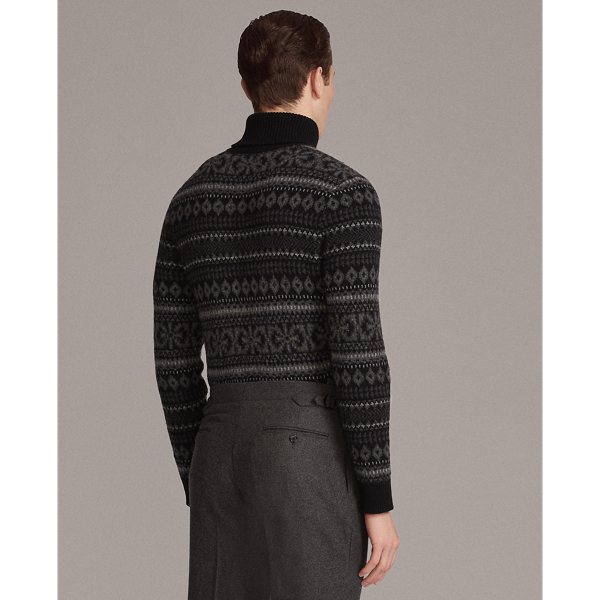 Charcoal Multi Fair Isle Cashmere Roll Neck Jumper Purple Label 5