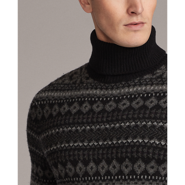 Charcoal Multi Fair Isle Cashmere Roll Neck Jumper Purple Label 6
