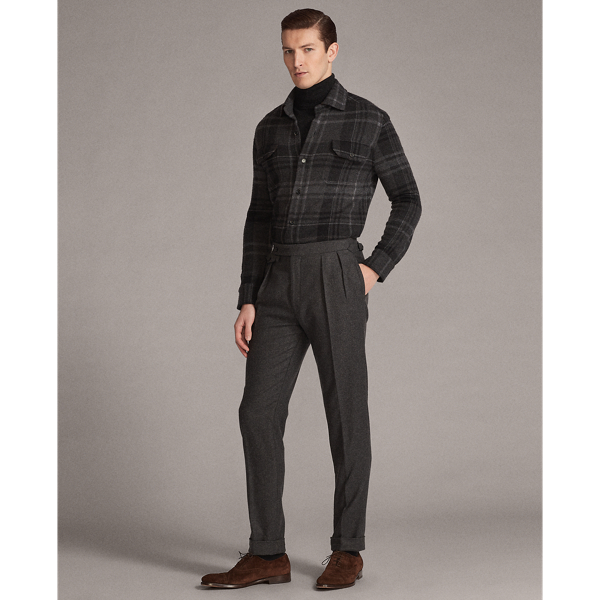 Charcoal Multi Plaid Knit Cashmere-Wool Overshirt Purple Label 3
