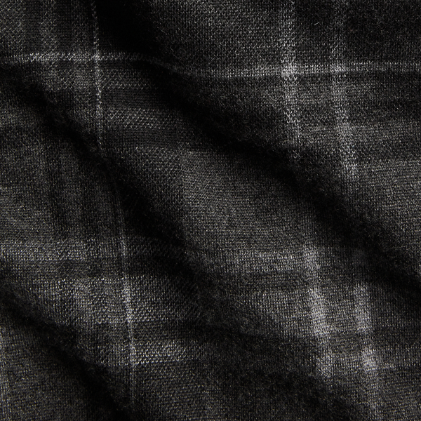 Charcoal Multi Plaid Knit Cashmere-Wool Overshirt Purple Label 6