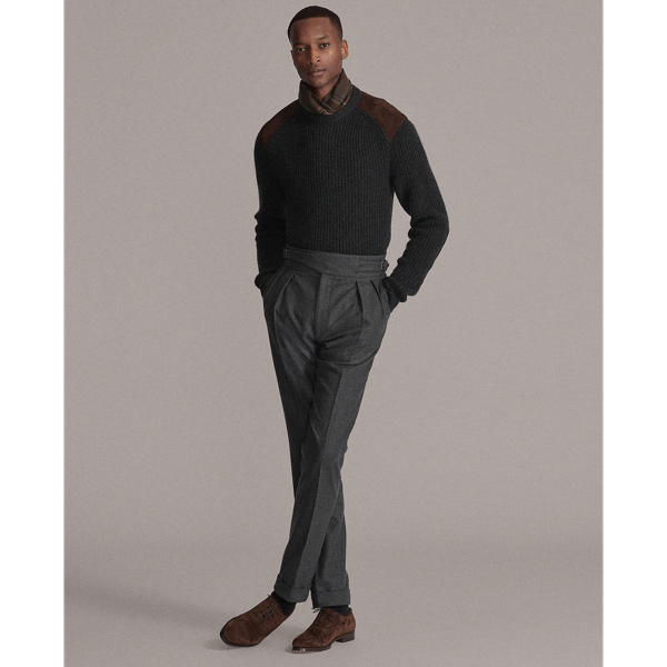 Charcoal Melange Suede-Patch Cashmere Jumper Purple Label 3
