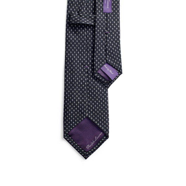 Navy Diamond-Patterned Cashmere-Silk Tie Purple Label 2
