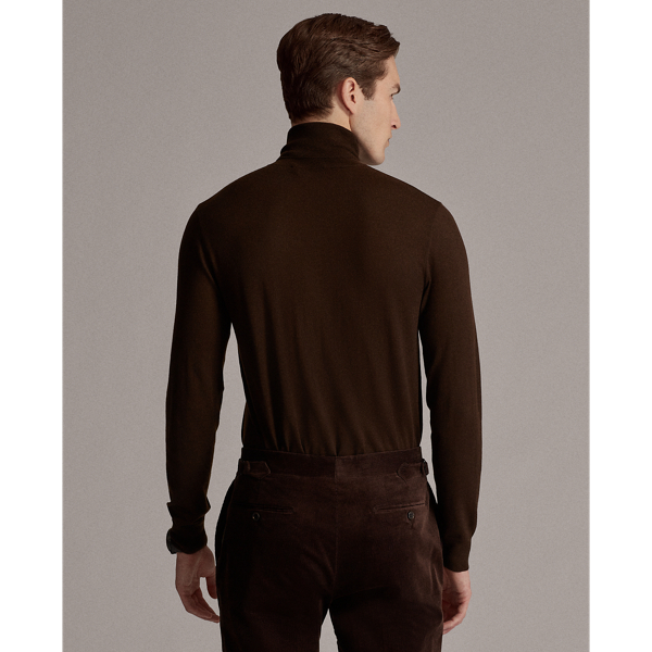 Luggage Brown Cashmere Roll Neck Jumper Purple Label 5