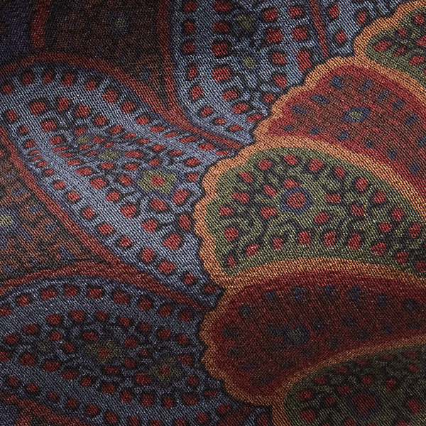 Navy/Wine/Green Paisley Patchwork Silk Tie Purple Label 3