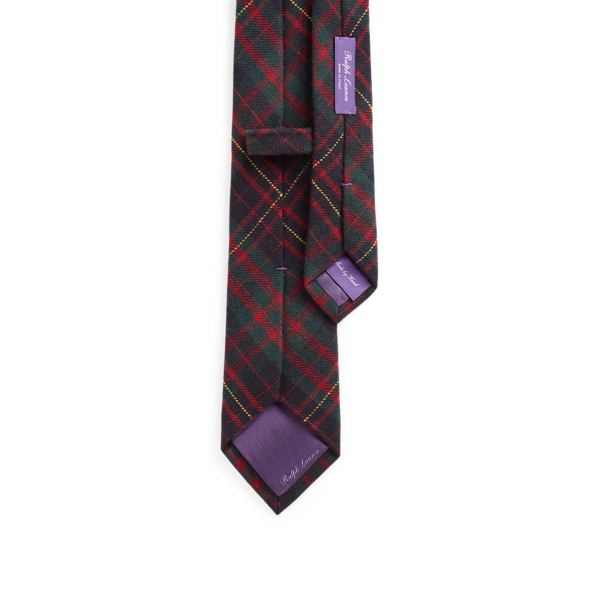 Navy/Red/Green/Gold Tartan Cashmere Tie Purple Label 2