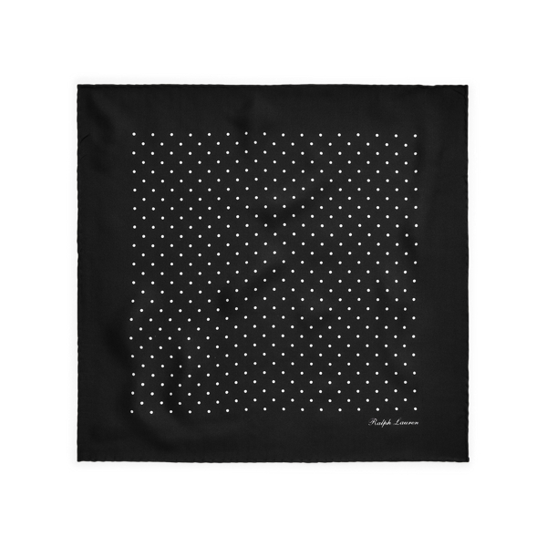 Black Polka-Dot Silk Foulard Pocket Square Purple Label 2