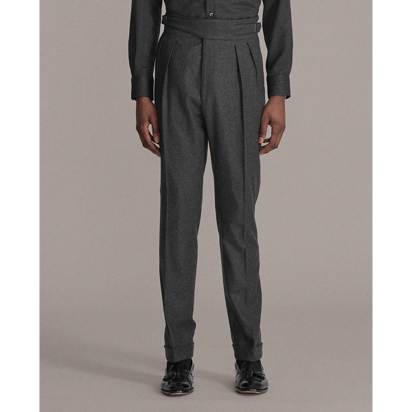 Dark Grey Buckled Wool Flannel Trouser Purple Label 3