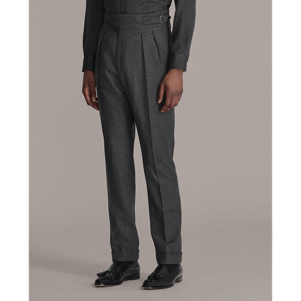 Dark Grey Buckled Wool Flannel Trouser Purple Label 4