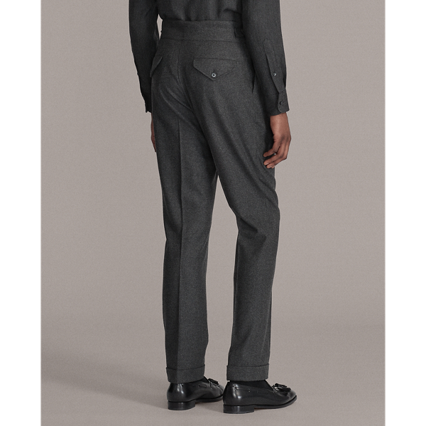 Dark Grey Buckled Wool Flannel Trouser Purple Label 5
