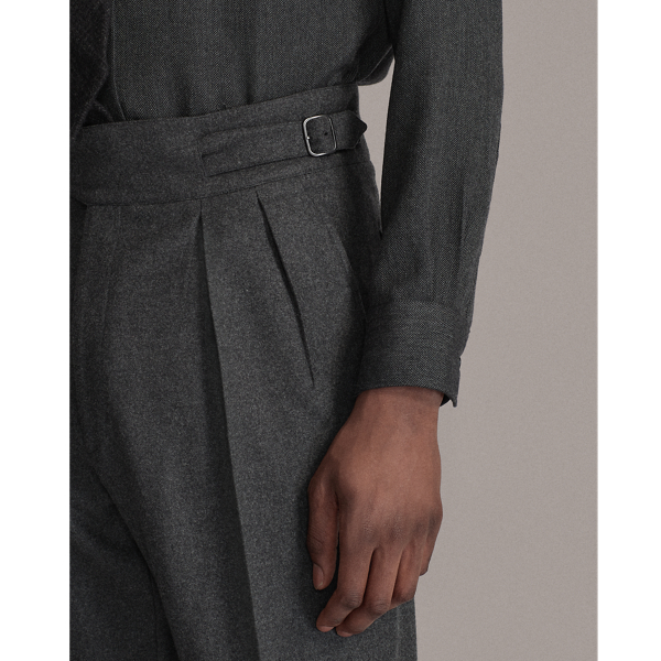 Dark Grey Buckled Wool Flannel Trouser Purple Label 6