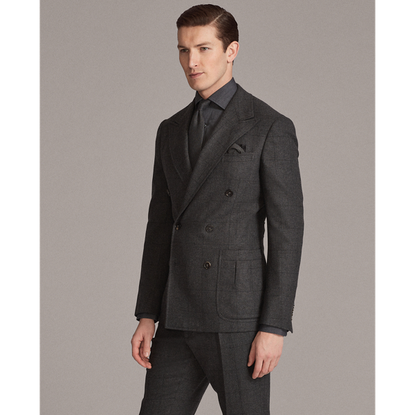 Charcoal Kent Windowpane Wool Suit Jacket Purple Label 5
