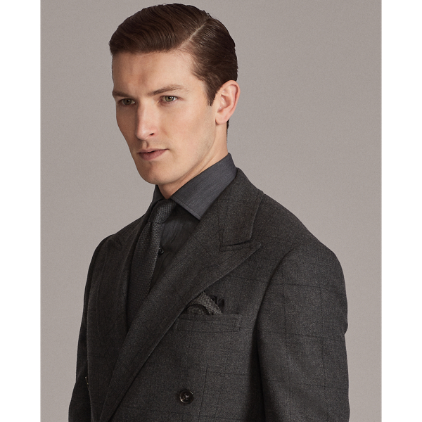 Charcoal Kent Windowpane Wool Suit Jacket Purple Label 7