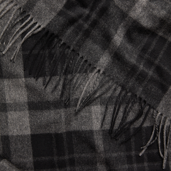 Black And Grey Windowpane Cashmere Scarf Purple Label 2