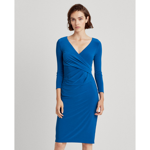 Dark Cerulean Jersey Surplice Dress Lauren 3