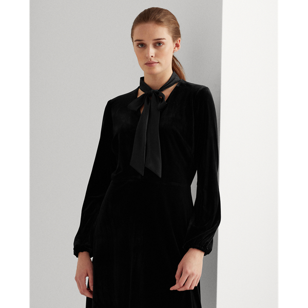 激安！Ralph Lauren 豪華ベルベット Velvet Tie-Neck Dress 黒 Velvet Tie-Neck Dress for Women | Ralph Lauren® UZ