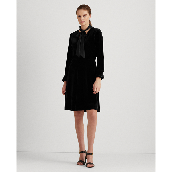 Black Samtkleid mit Bindebändern Lauren 1