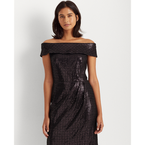 Raisin Sequined Off-the-Shoulder Dress Lauren 4