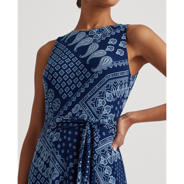 Twilight Royal/Blue Bandana-Print Jersey Maxidress Lauren 6