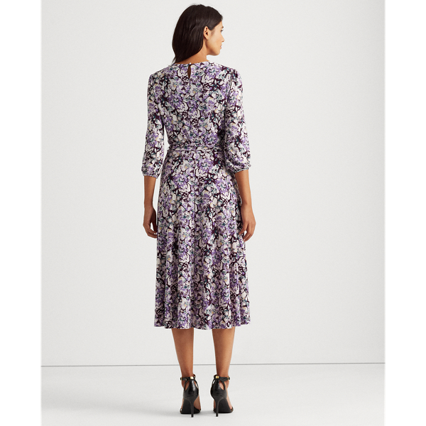 Raisin/Purple/Multi Floral Balloon-Sleeve Dress Lauren 4