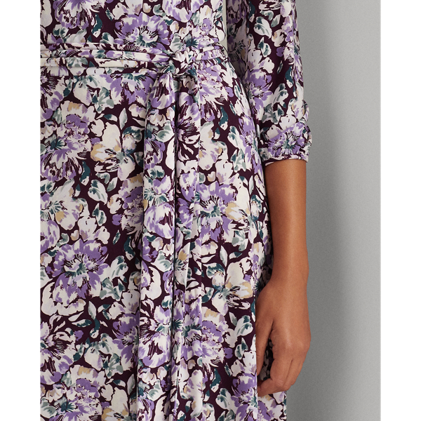 Raisin/Purple/Multi Floral Balloon-Sleeve Dress Lauren 5