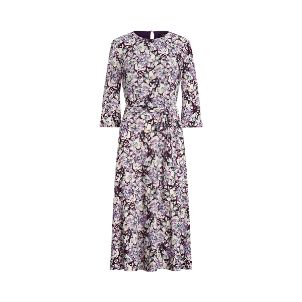 Raisin/Purple/Multi Floral Balloon-Sleeve Dress Lauren 2