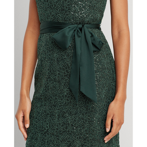 Robe bustier &agrave; dentelle et sequins Lauren en Pin profond 6