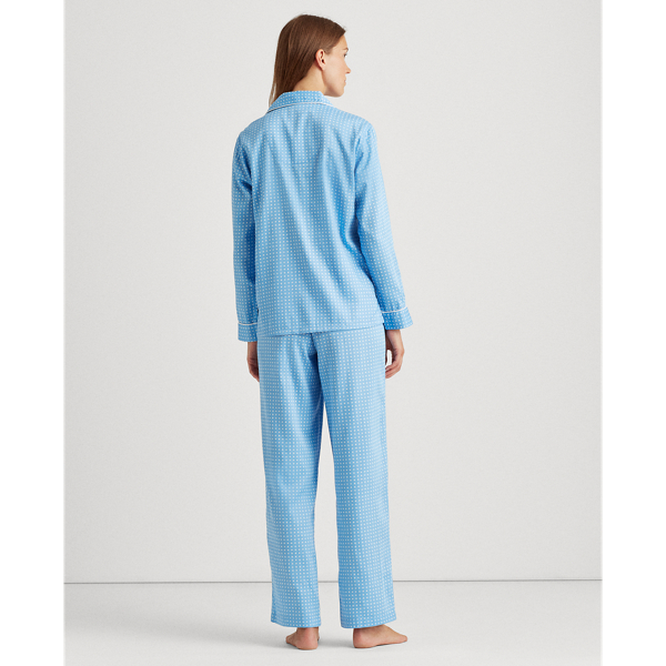 Blue Dot Print Cotton-Blend Sleep Set Lauren 3