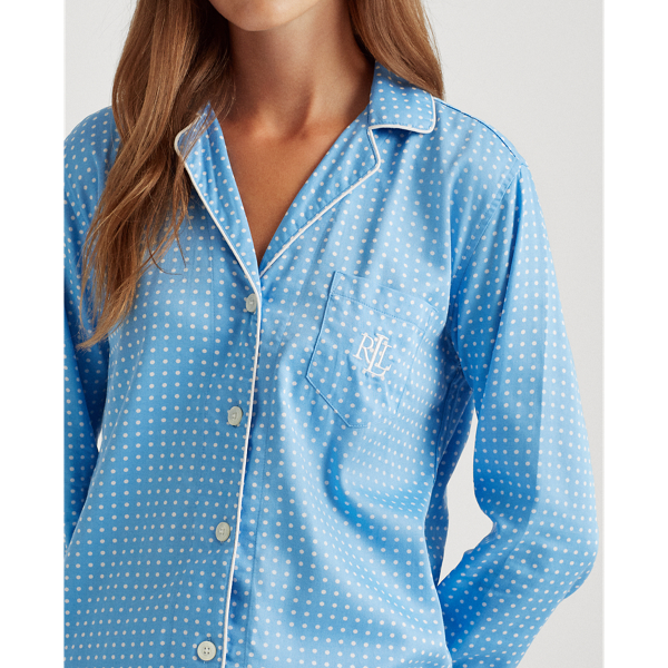 Blue Dot Print Cotton-Blend Sleep Set Lauren 4