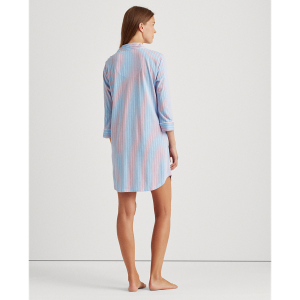 Blue Stripe Cotton-Blend Sleep Shirt Lauren 3