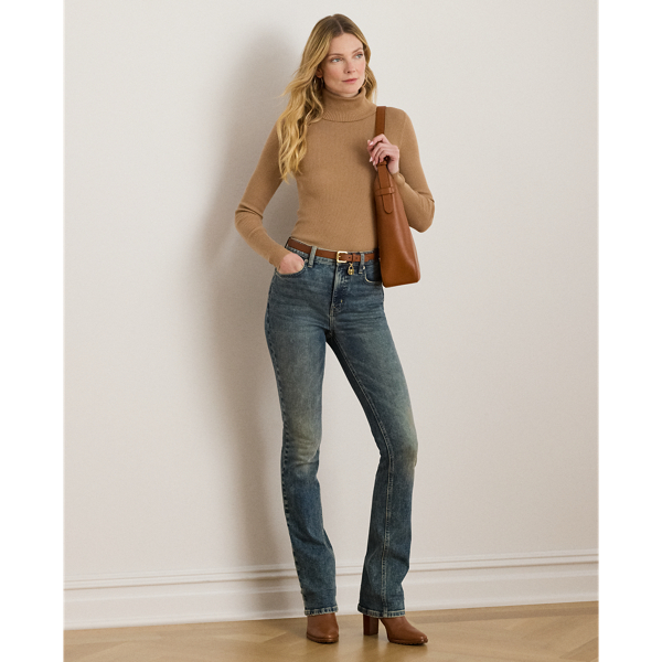 Classic Camel Ribbed Roll Neck Jumper Lauren 4
