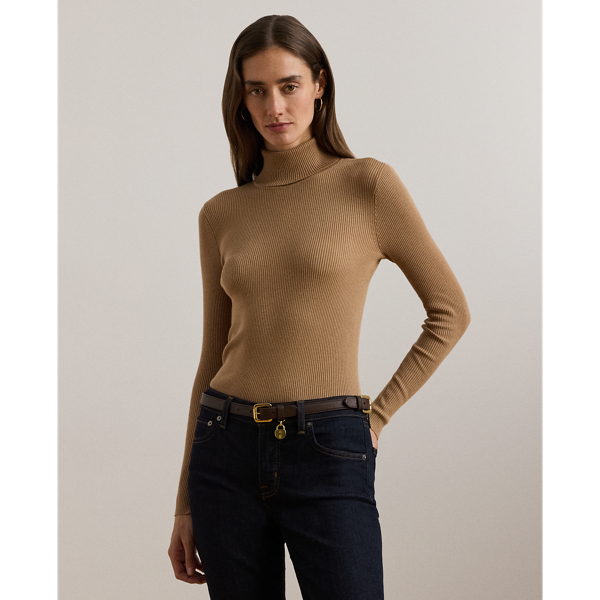 Ribbed polo neck jumper womens online