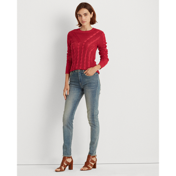 Bright Clay Cable-Knit Crewneck Jumper Lauren 4