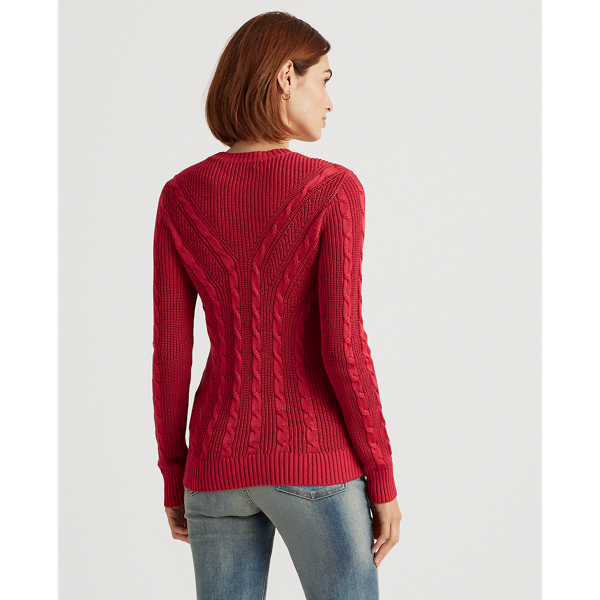 Bright Clay Cable-Knit Crewneck Jumper Lauren 5