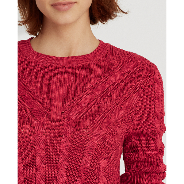 Bright Clay Cable-Knit Crewneck Jumper Lauren 6