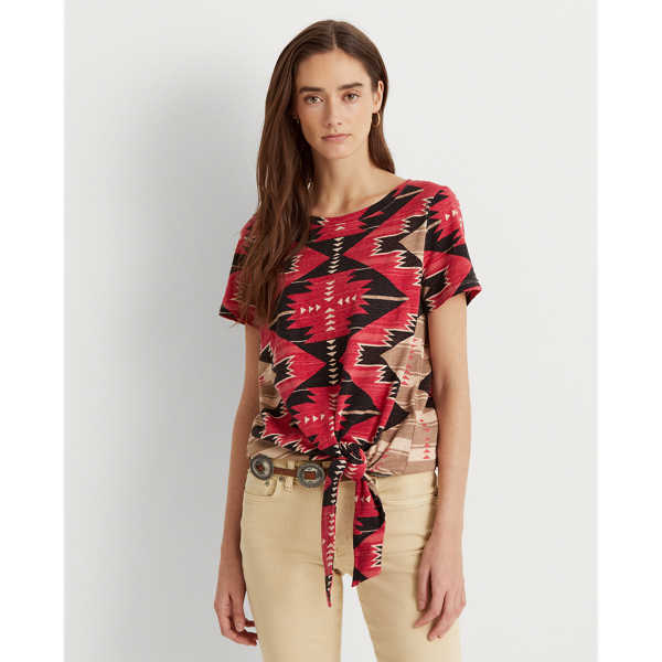 Tan Multi T-shirt à motif Sud-Ouest américain Lauren 1
