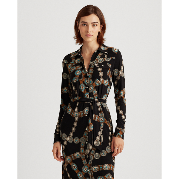 Print Jersey Shirtdress Lauren em Polo Black Multi 4
