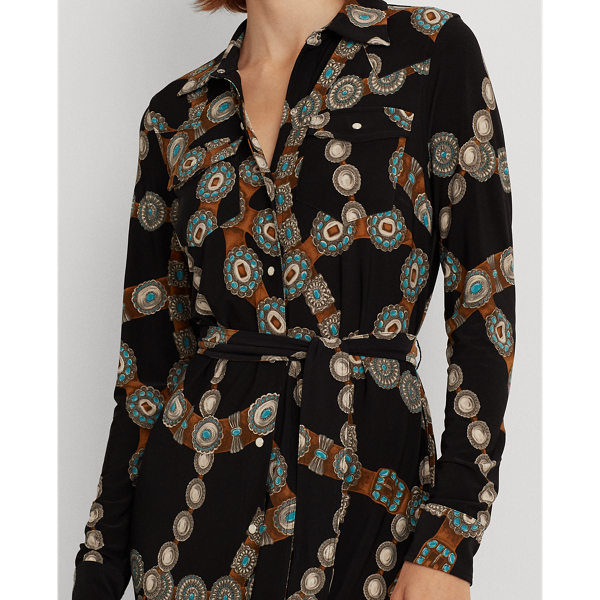 Print Jersey Shirtdress Lauren em Polo Black Multi 6