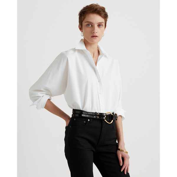 Bluse aus merzerisierter Baumwolle Lauren in Weiß 1