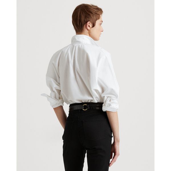 White Cotton Broadcloth Shirt Lauren 4