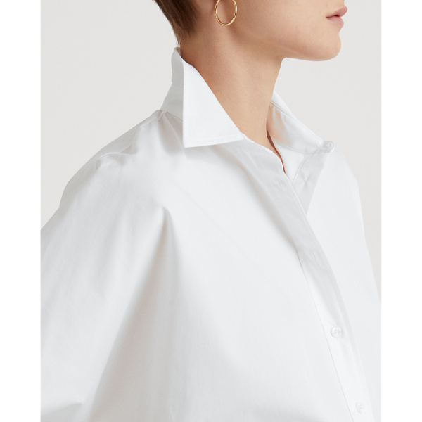 White Cotton Broadcloth Shirt Lauren 5
