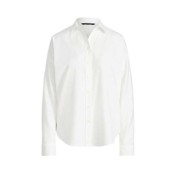 White Cotton Broadcloth Shirt Lauren 2