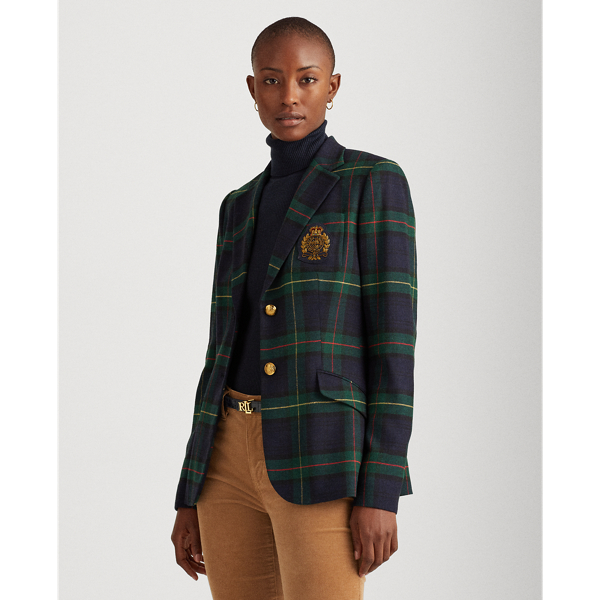 Ralph lauren green plaid blazer on sale