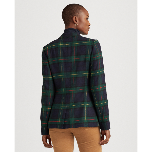 Navy/Green Multi Plaid Bullion-Crest Blazer Lauren 4
